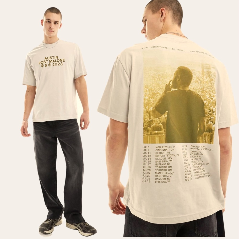 Austin Post Malone C & P 2023 Graphic Crewneck Cotton Short Sleeve Tour T-Shirt